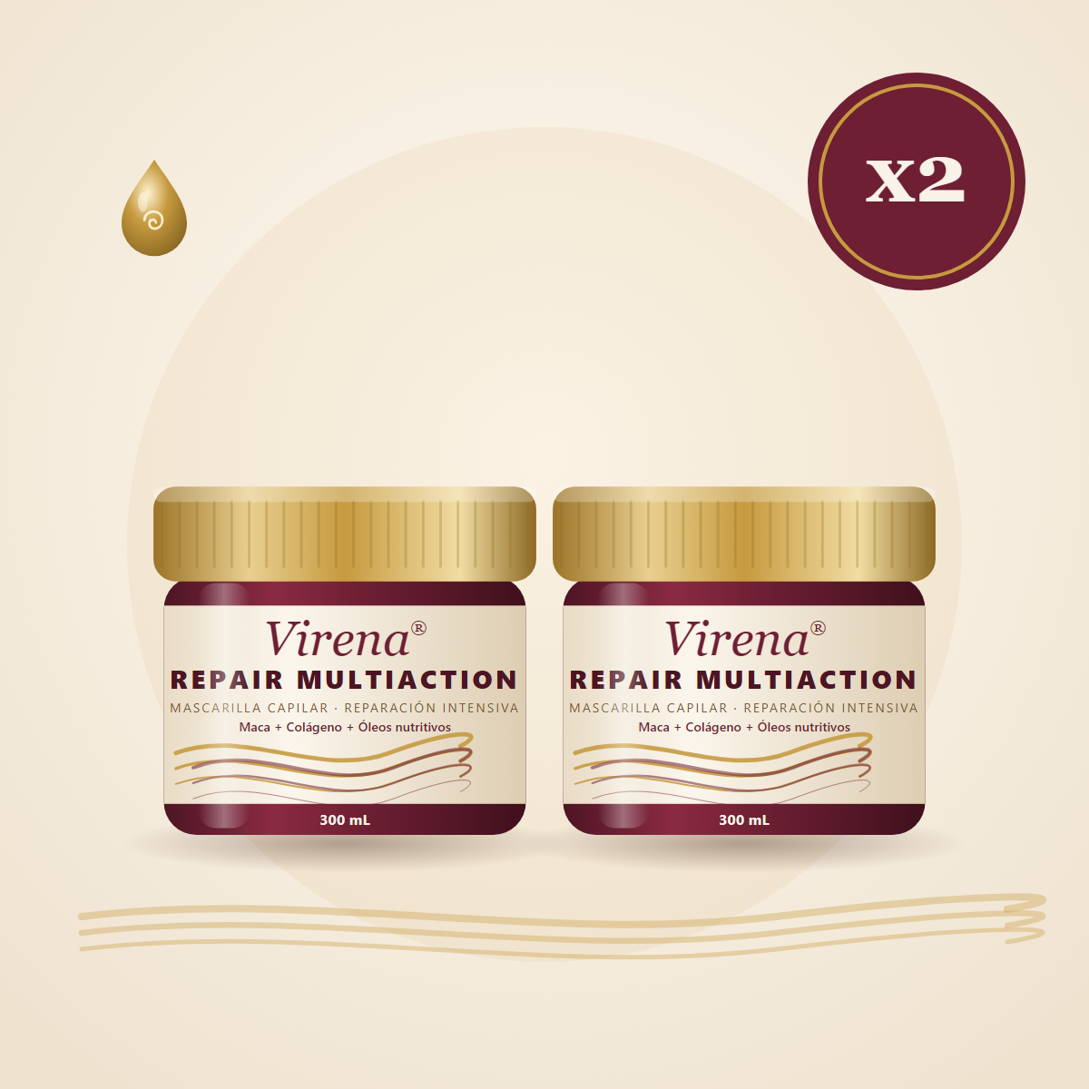 Combo x2 de mascarilla capilar Virena Repair Multiaction